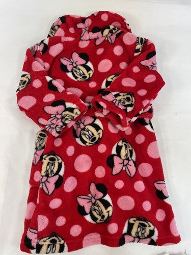 Disney Girls Red Minnie Mouse Belted Robe Size 4 - Picture 2 of 5