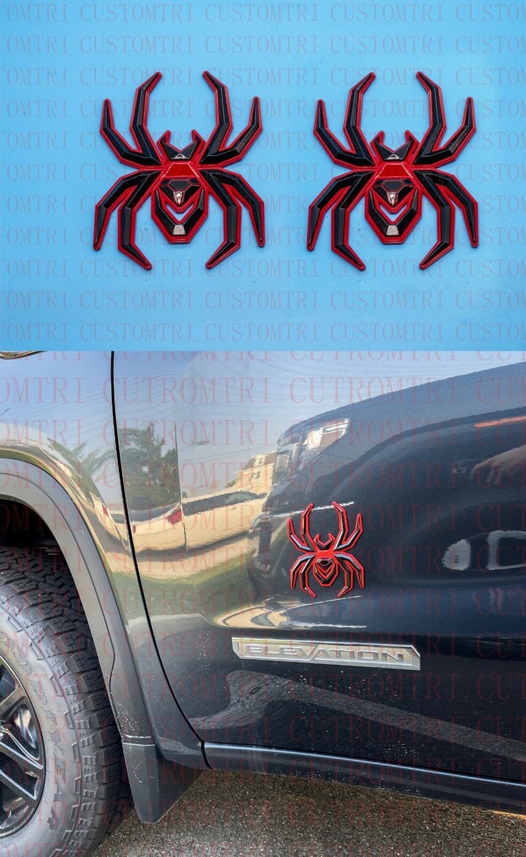 X Black Red Spider Emblem Fit F-150 Silverado Sierra RAM Black