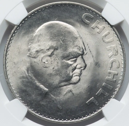 Sir Winston Churchill 1965 Great Britain Crown Coin, Queen Elizabeth II NGC MS64