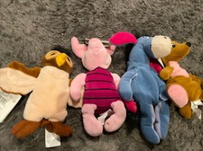 Disney Store Lot Of 4 Plush Bean Bag Owl 7  Kanga 7" Piglet 8" Eeyore 9  NWT