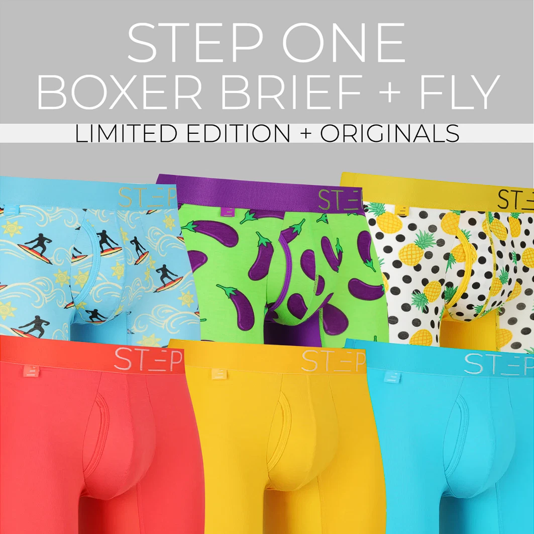 STEP ONE New Mens Boxer Briefs+Fly Bamboo Underwear - Various