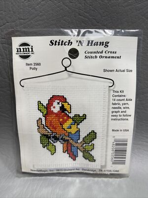 Counted Cross Stitch Kit 2560 Polly Stitch 'N Hang Ornament NMI NOS Parrot