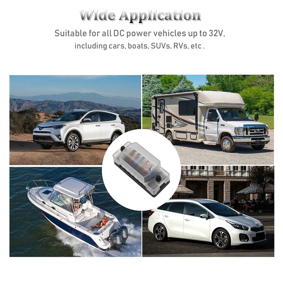 6-Way 12V 24V Fuse Box Block Waterproof Auto Boat Power Distribution Holder - Image 2 of 4