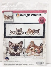 Design Works Counted Cross Stitch Curious Kittens 14 Count 5”x18” New 2702