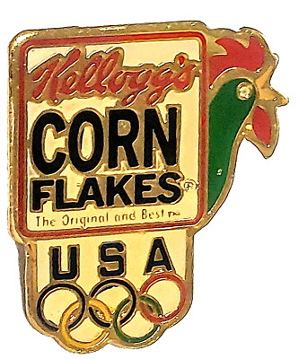 Kellogg's ''Corn Flakes'' Cereal Sponsor USA Olympics Barcelona 1992 Lapel Pin