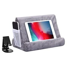 2pcs Multi-Angle Tablet Holder Cushion Stand with Net Pocket Black Color Grey