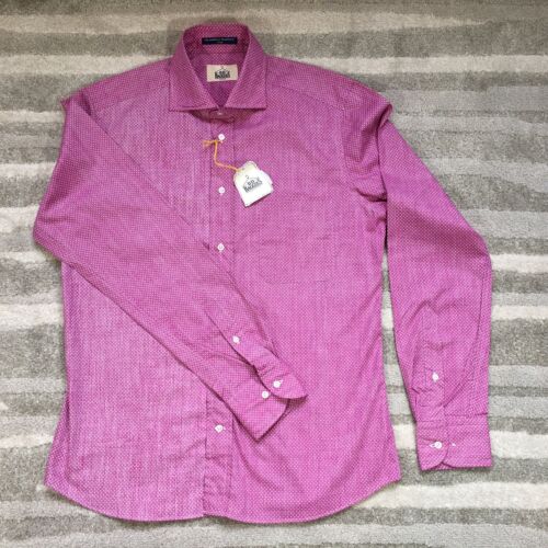 B.D. Camisa para hombre Baggies L rosa l l lunares 100% algodón calce ajustado NUEVA CON ETIQUETAS - Imagen 1 de 7