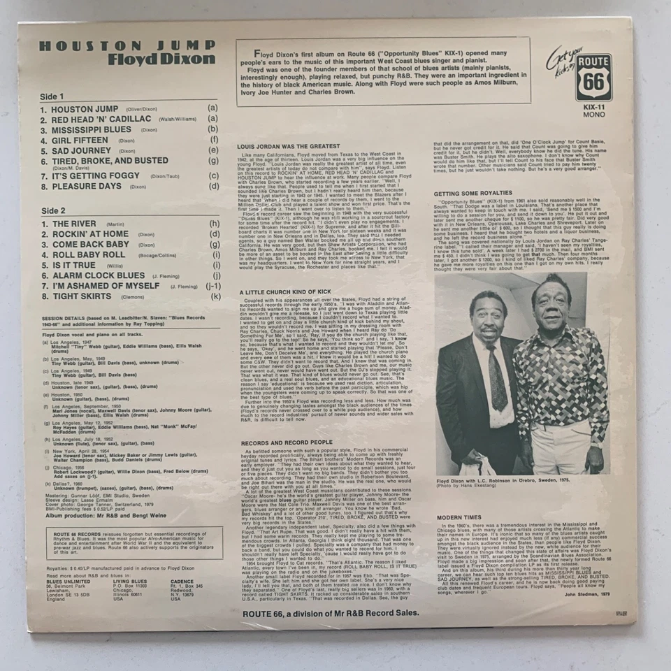 Floyd Dixon – Houston Jump - Brand New & Sealed Sweden 1979 Vinyl LP - KIX11 - Image 2 of 2