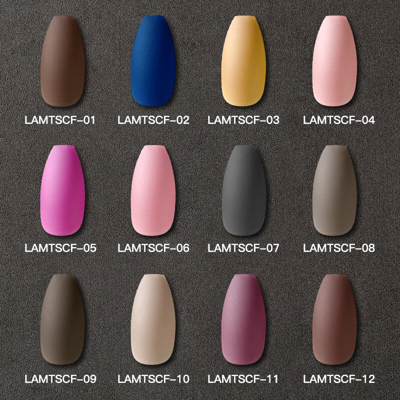 Juego de manicura mate 24 piezas arte uñas postizas cubierta completa ataúd largo puntas uñas postizas Foto 3 de 4