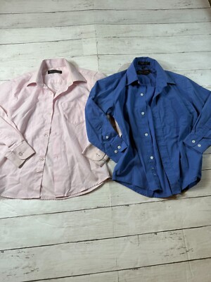 Andrew Fezza Bocaccio Boys Pink Blue Long Sleeve Button up Shirt Size 6 Set Of 2