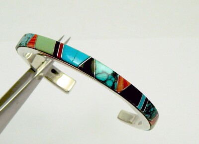 As Is Kay Yazzie K. Y. Sterling Inlay Cuff Bracelet Navajo Native American
