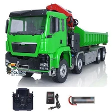 LESU 1/14 8x8 RC Roll on/off Hydraulic Truck Crane Dumper Tipper Flysky PL18EV