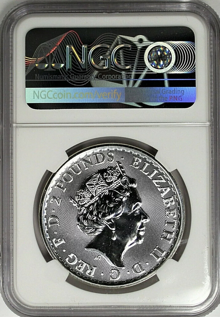 2021 £2 Great Britain 1oz Silver Brittania NGC MS70 First
