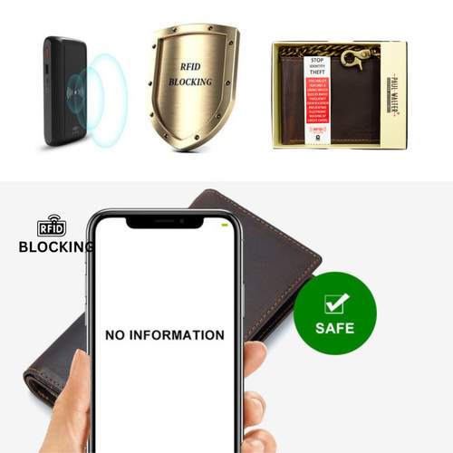Men's Hunter Leather Wallets Bifold Trifold RFID Blocking Checkbook Cover - Picture 39 of 90