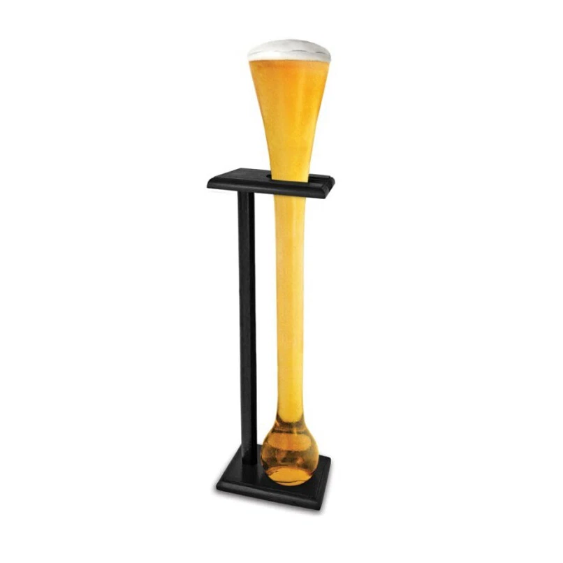 Yard Beer/Alcohol Beverage Drinking Cone Novelty Glass/Cup  w/Timber Stand 2.75L