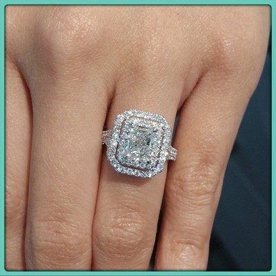 2 50 Ct Emerald Cut Double Halo Diamond Solitaire Engagement Ring