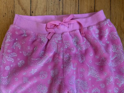 Justice Girls 18/20 Pink Silver Mermaid Fleece Pajama Pants PJ