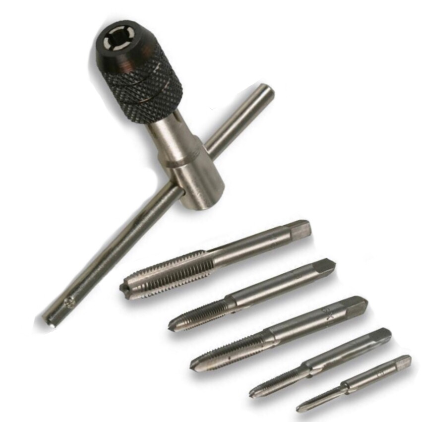 5-Piece Tap And Die Set – M3, M4, M5, M6 Manual Threading Kit With T-Handle Wrench – For Wood, Plastic & Aluminum – Reaming & Thread Repair