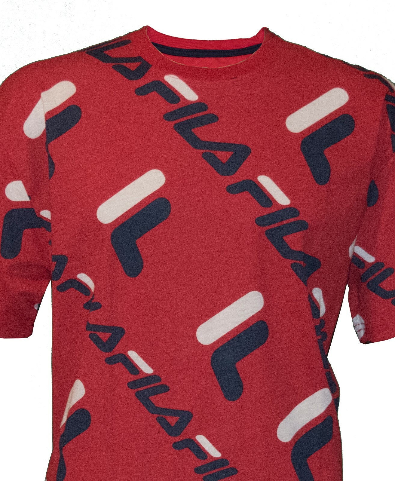 T Shirt Fila Uomo Adao Logo Design All Over Hip Hop Sport Lifestyle Rossa