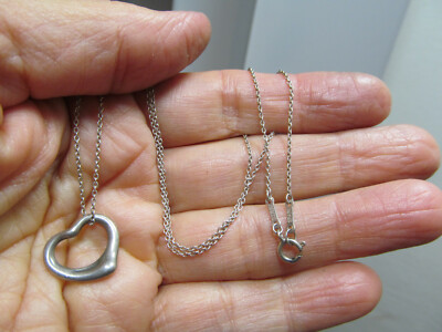 Tiffany & Co Elsa Peretti 925 Sterling Silver Open Heart Necklace
