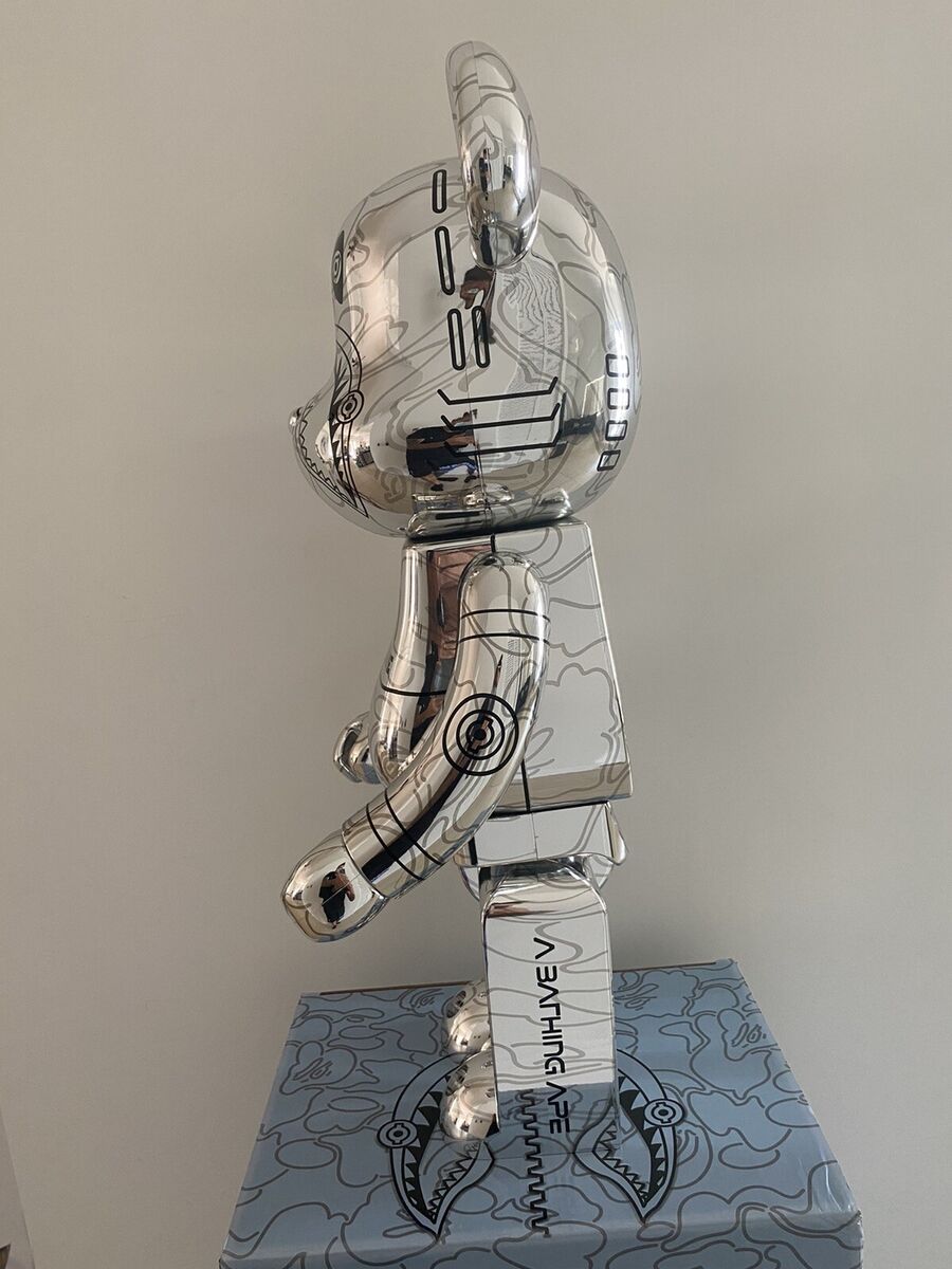 BAPE HAJIME SORAYAMA BEARBRICK 1000% Be@rbrick A Bathing Ape Silver Chrome  Camo