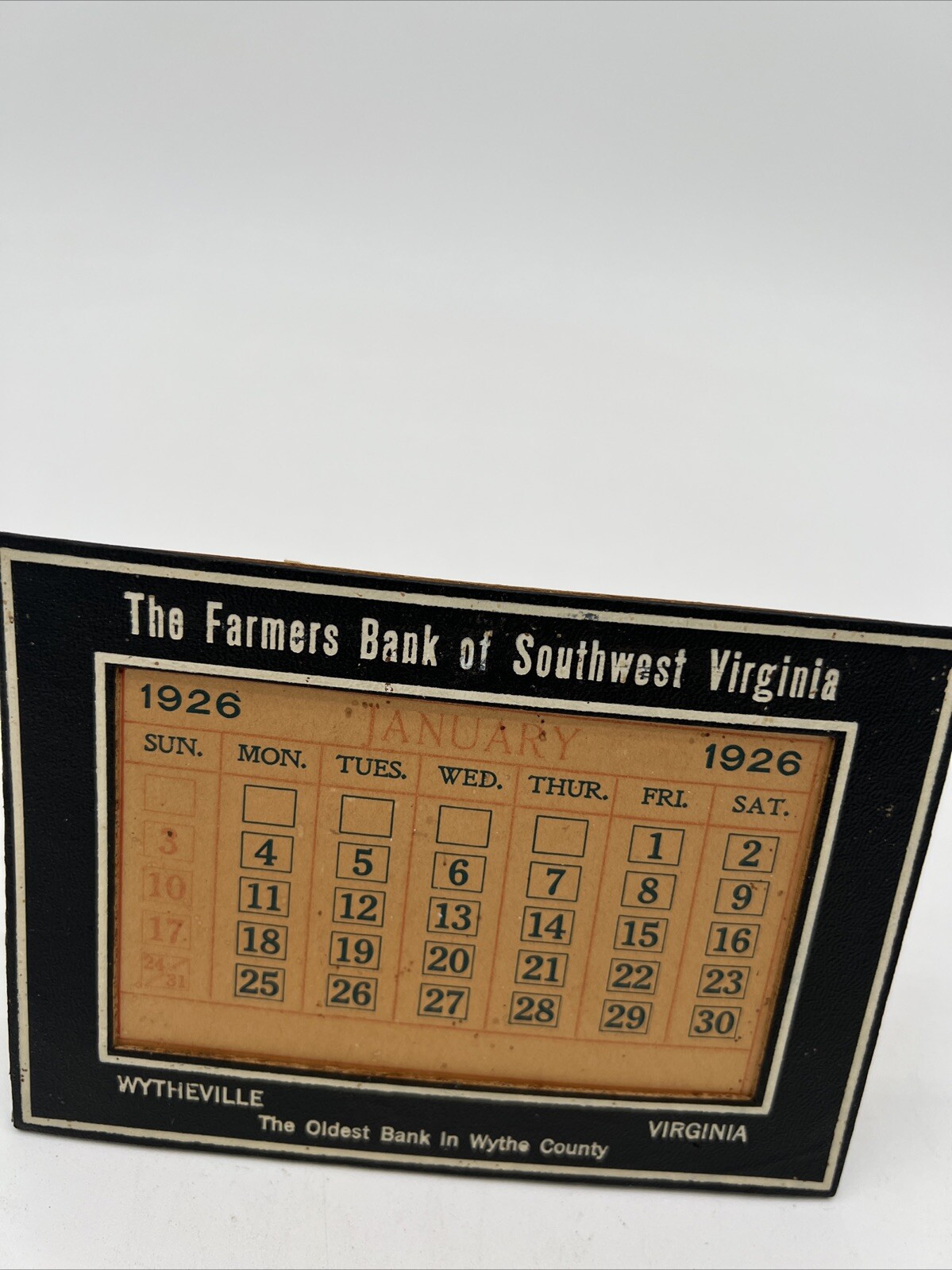 Vintage 1926 Paper Calandar Farmers Bank of Southwest Virginia