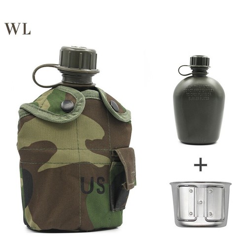Outdoor Hiking Camping Military Water Canteen Double Ear Cup With Bag 3pcs Set - Picture 10 of 25