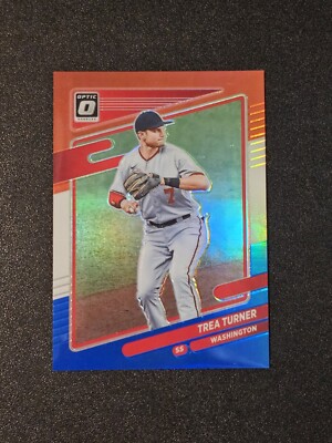 2021 Optic #121 Washington Nationals Trea Turner Red White & Blue Prizm #'d /199