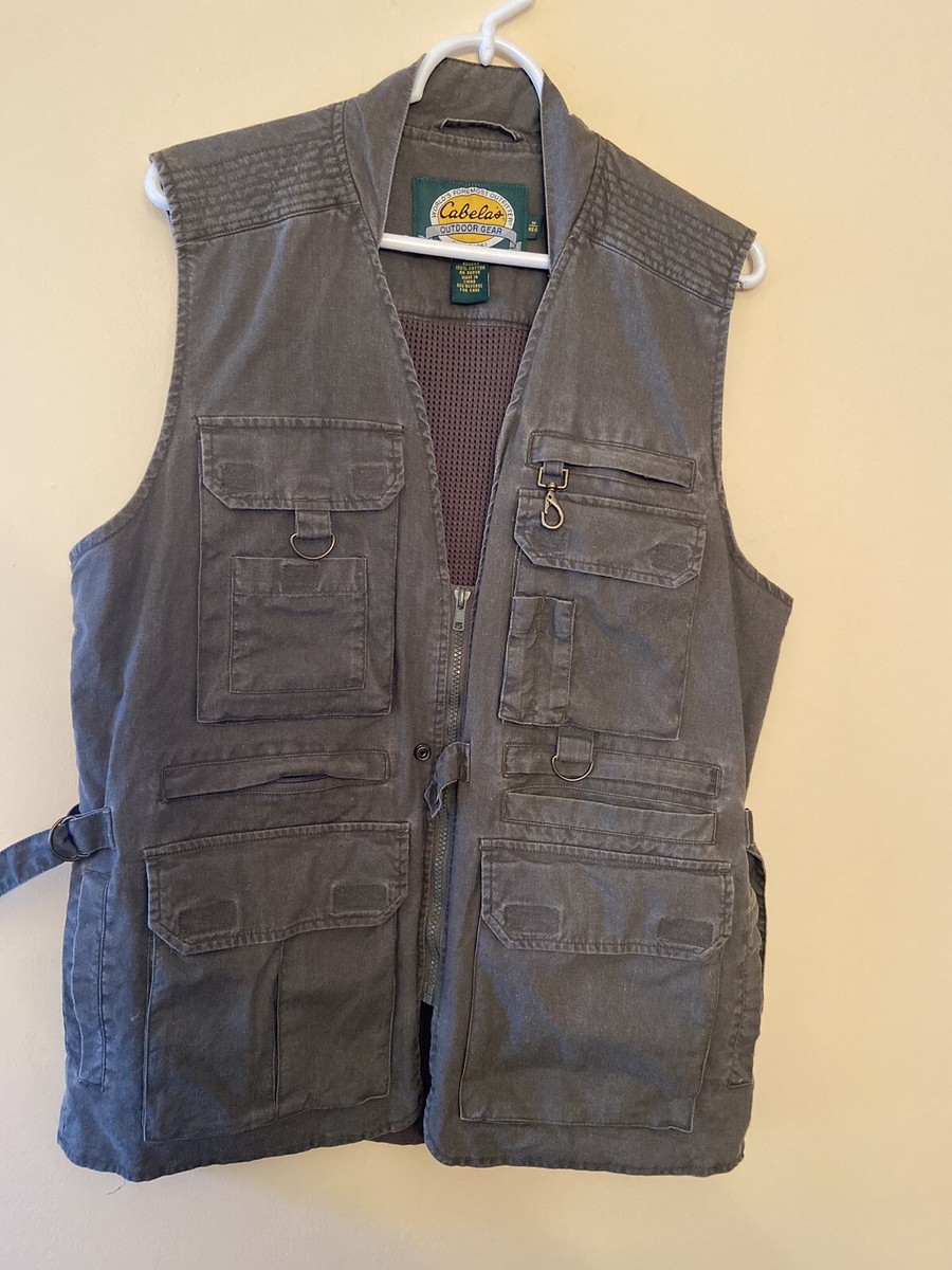 Cabelas Safari Vest Medium M Utility Hunting Fishing Pockets Green