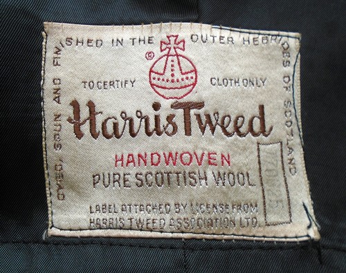 Vintage 70s Harris Tweed Mens 38S* Overcoat Handwoven Scottish Wool - Picture 10 of 11