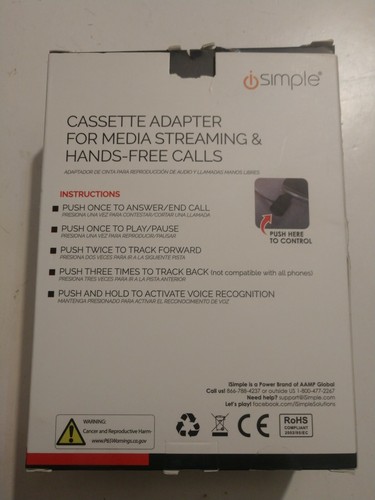 Cassette Adapter - Music Streaming Hands Free Calling Through Car Stereo - Picture 2 of 2