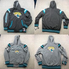 Jacksonville Jaguars Jacket Mens XL Black Gray Reversible Hoodie Windbreaker