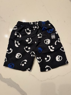 Molo Boys Swim Shorts Smiley Face Black White Blue Elastic Waist 134/140