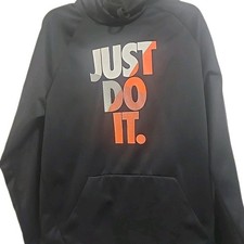 Nike Sweatshirt Hoodie Womens Size Large Just Do It Spell Out Pullover Black