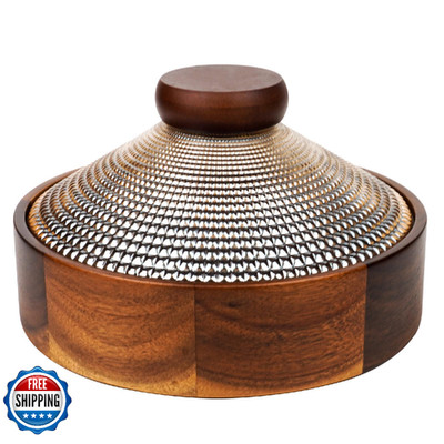 Wooden Snack Box with Glass Lid, 4-Compartment Serving Tray for Nuts, Candy, Dri