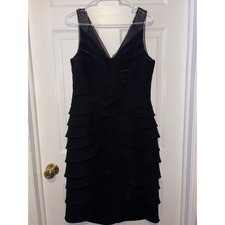 Eliza J women’s tiered black sheer strap formal dress size 12 