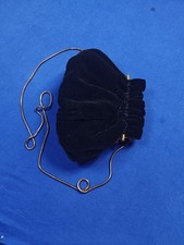 Vintage Black Velvet Evening Purse Clutch Gold Tone Chain 1950s Style.