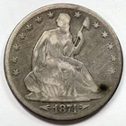 1874 Arrows Seated Liberty Half 1/2 Dollar Silver 50 Cent Philadelphia US Coin
