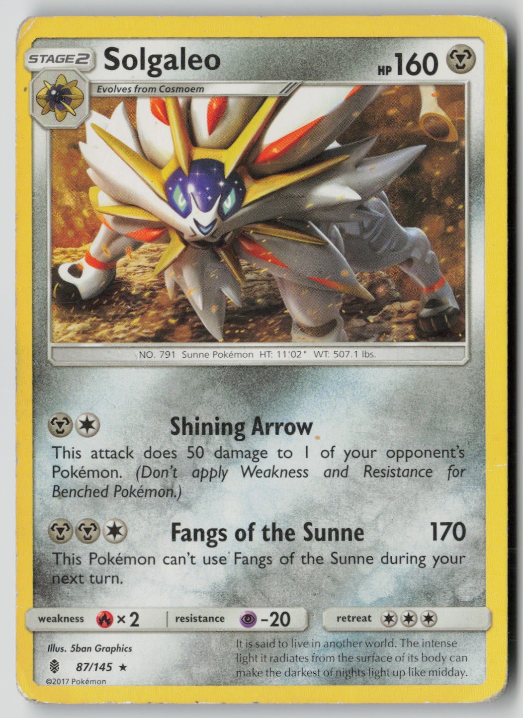 Solgaleo 87/145 Rare Guardians Rising Pokemon DMG