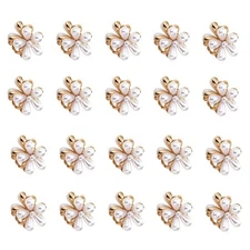 20 Pcs Small Pearl Hair Claw Clips for Women Girl Mini Flower Design