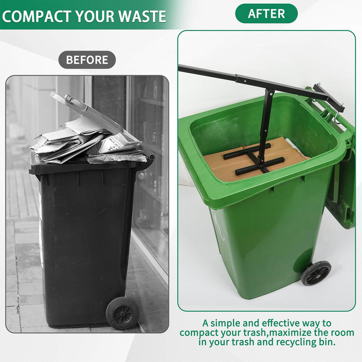 Manual Trash Compactor Garbage Compactor for Restaurant Kitchen Trash Bin Can