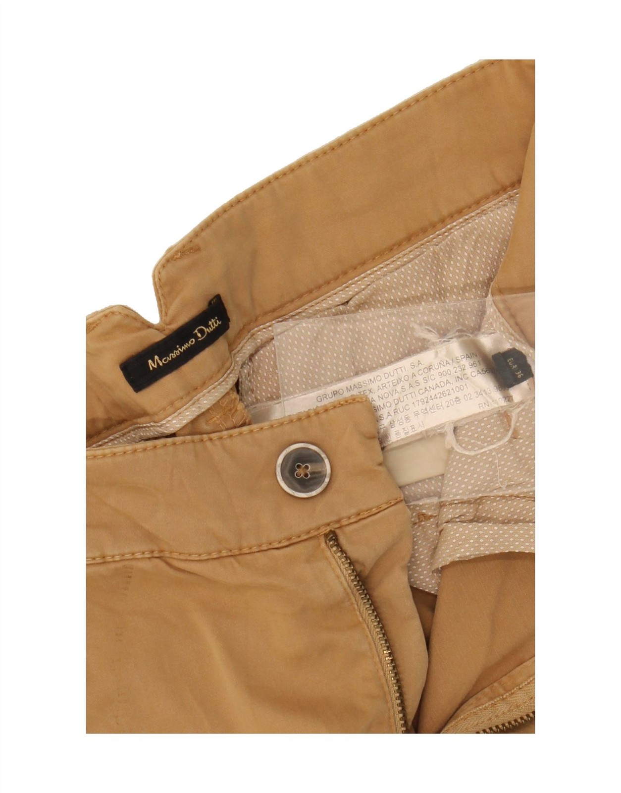 MASSIMO DUTTI Womens Slim Chino Trousers EU 36 XS W26 L32  Brown Cotton DT18 thumbnail 3