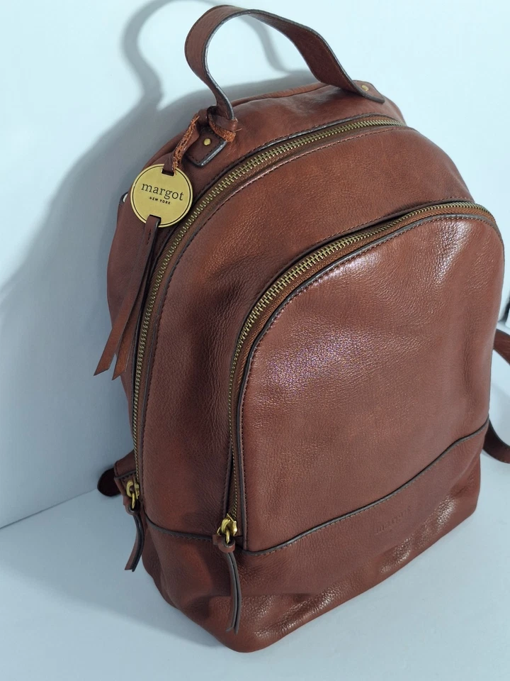 Margot New York Kimmie GENUINE LEATHER Women's Backpack Cognac Bohemian Western - Image 2 of 4