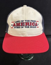 Vintage Land Of The Free Home Of The Brave Adjustable Adult Hat Made In USA