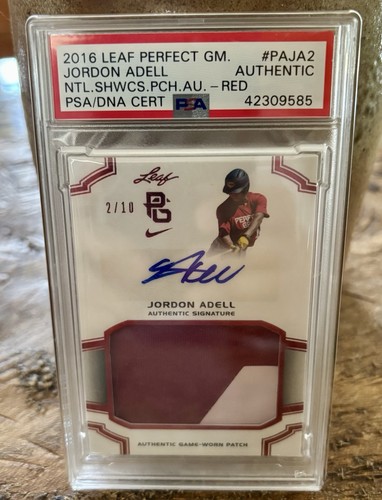 2016 Leaf Perfect Game JO ADELL Game-Worn Patch Auto /10 PA-JA2 PSA AUTHENTIC