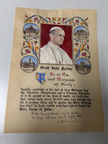 LAST CALL Signed 1965 Pope Paul VI benediction blessing plenary indulgence doc't