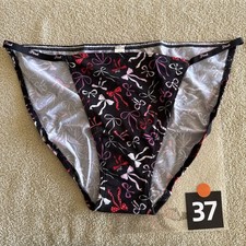 Pink By Victoria s Secret, Large, Black Bows, Cotton String, Bikini Panties