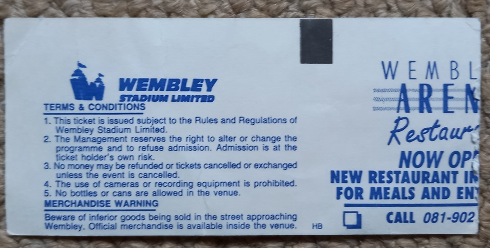 AC/DC ticket stub, Wembley Arena 1991, Razor's Edge Tour | eBay UK