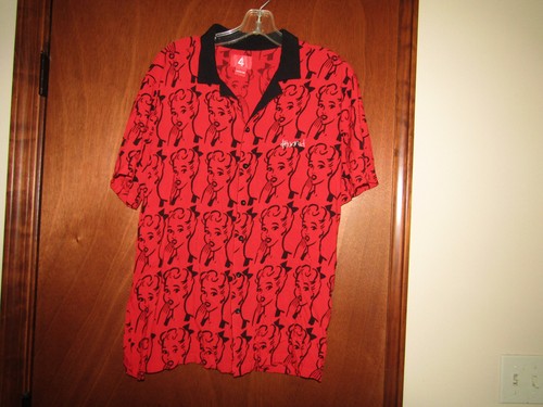 4 HUNNID MARILYN MONROE BLOWING KISS THEMED MEN'S BUTTON UP S/S SHIRT Sz MEDIUM 