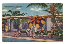 Sunny St Petersburg Florida FL Postcard Sunbathers Beach Umbrella